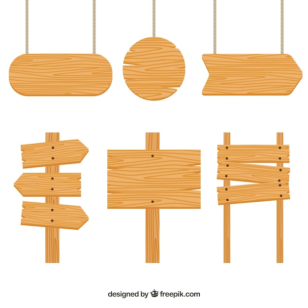 Conjunto de signos de madera