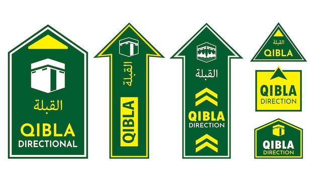 conjunto de signos de qibla para mezquita o sala de oración Eps aislados