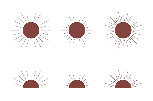 Conjunto de signos de sol minimalista