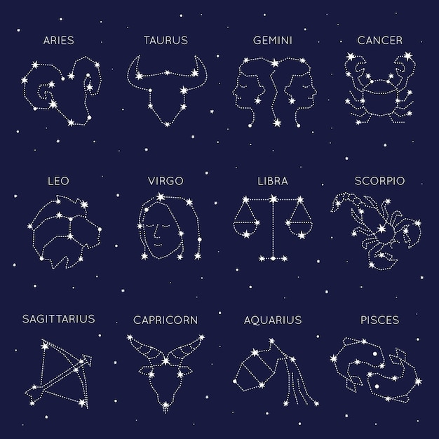 Vector conjunto de signos del zodiaco