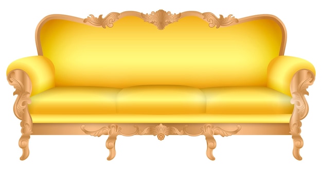 Vector conjunto de silla de trono de lujo color dorado aislado o silla de boda roja royal golden.