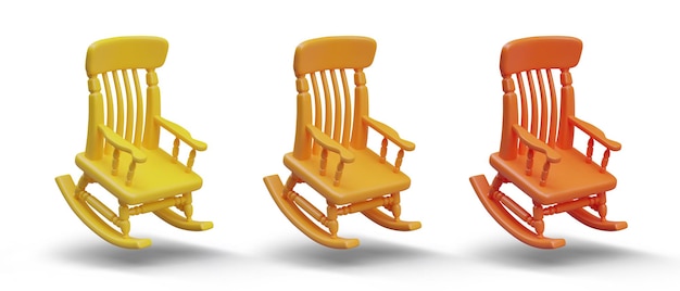 Conjunto de sillas de balanceo 3D de diferentes colores Restauración y repintura de muebles