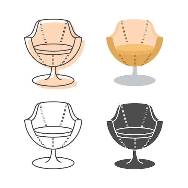 Vector conjunto de sillones de colores y siluetas