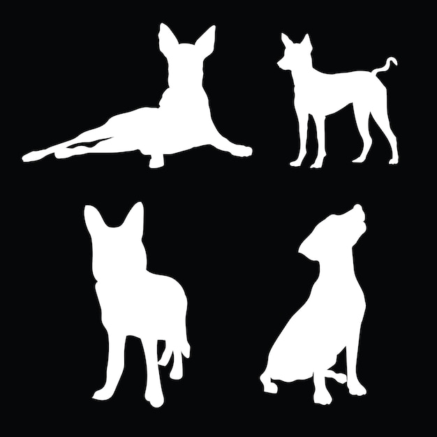 Vector conjunto de silueta de animales de diseño de perro