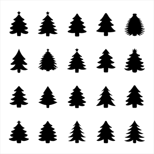 conjunto de silueta de árbol de Navidad