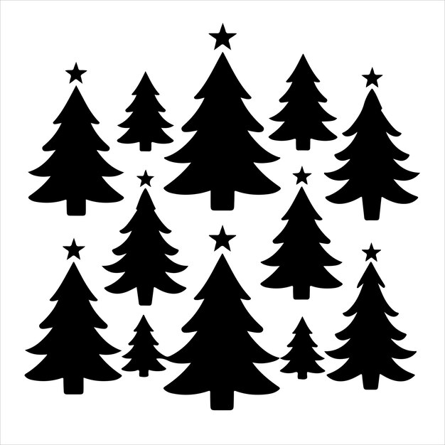 conjunto de silueta de árbol de Navidad