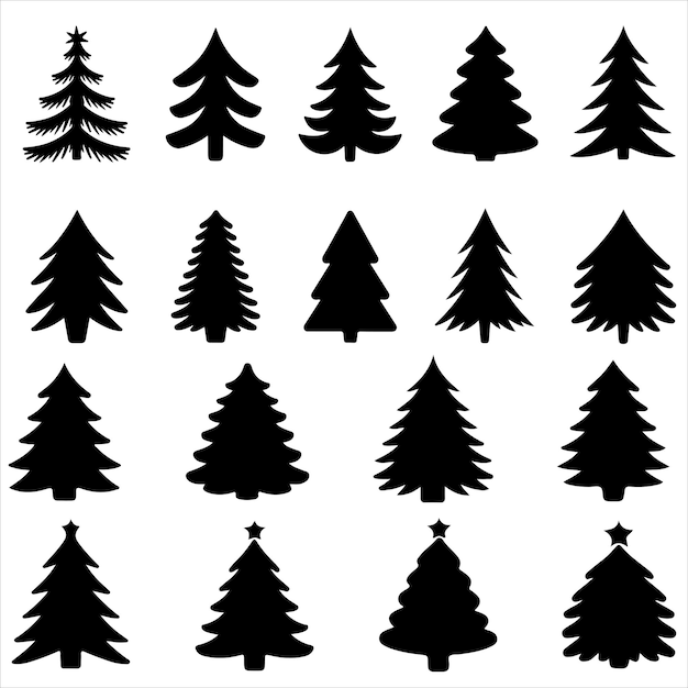 conjunto de silueta de árbol de Navidad