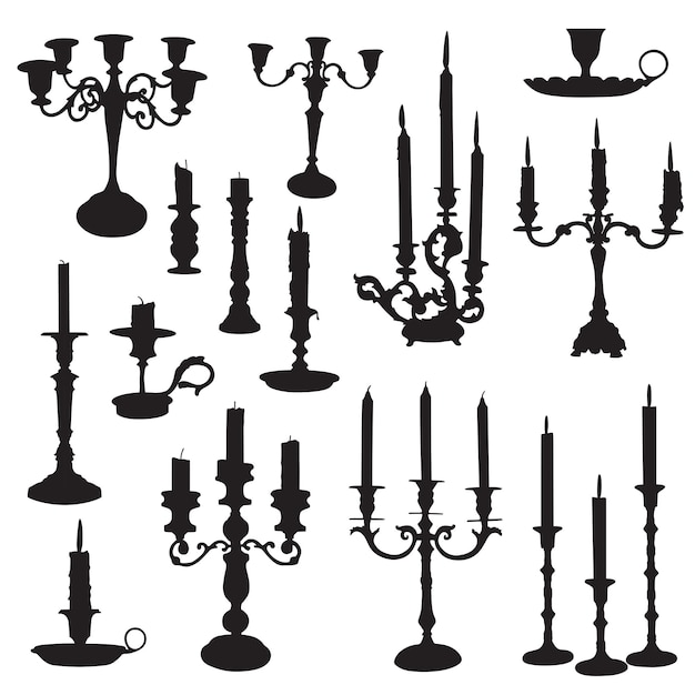 conjunto de silueta de candelabros