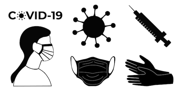 Vector conjunto de silueta covid19