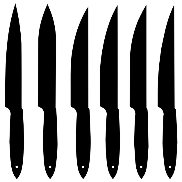 conjunto de silueta de cuchillo mundo más popular cuchillo de color negro ilustración 6