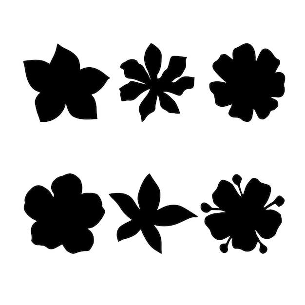 Vector conjunto de silueta de flores dibujadas a mano