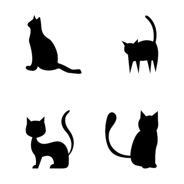 Vector conjunto de silueta de gatos para halloween. elementos y objetos de halloween para proyectos de diseño.