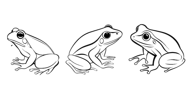 Un conjunto de silueta de ilustración de Vector de rana
