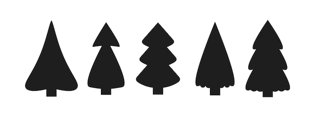 Vector conjunto de silueta negra de árbol de navidad