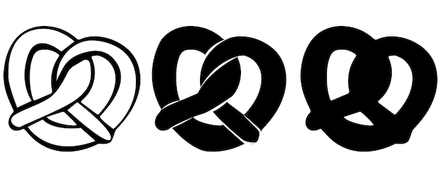 Conjunto de silueta negra de pretzel ilustración vectorial aislada