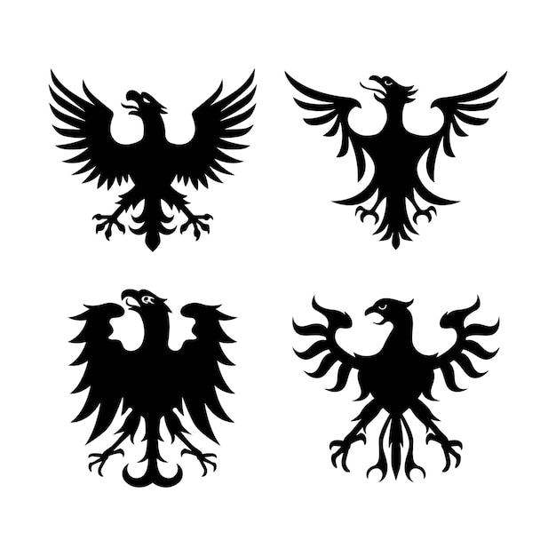 Conjunto de siluetas de águila en formato vectorial ideal para el diseño gráfico