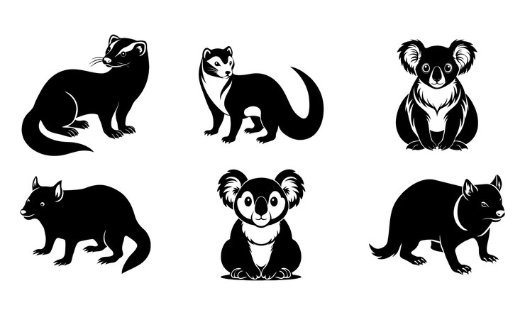 Vector conjunto de siluetas de animales