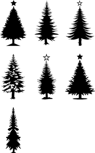 Conjunto de siluetas de árboles de Navidad Árbol de Navidad Svg Bundle