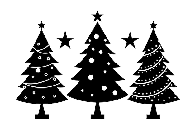 Conjunto de siluetas de árboles de Navidad