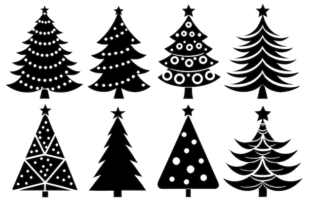 Conjunto de siluetas de árboles de Navidad