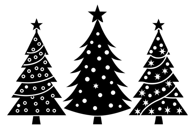 Conjunto de siluetas de árboles de Navidad