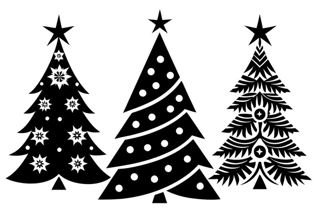 Conjunto de siluetas de árboles de Navidad