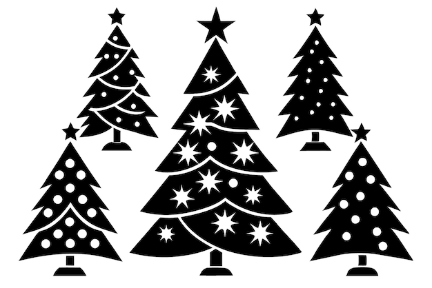 Conjunto de siluetas de árboles de Navidad