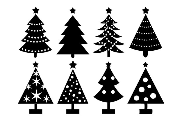Conjunto de siluetas de árboles de Navidad
