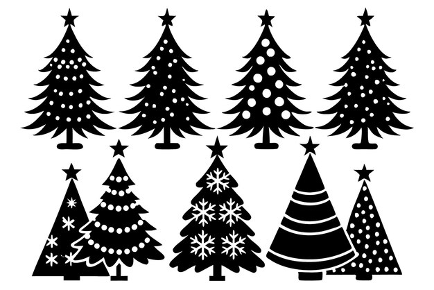 Conjunto de siluetas de árboles de Navidad