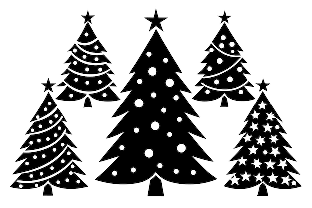 Conjunto de siluetas de árboles de Navidad