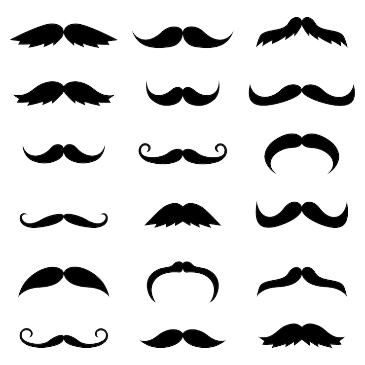 Vector conjunto de siluetas de bigote vector negro