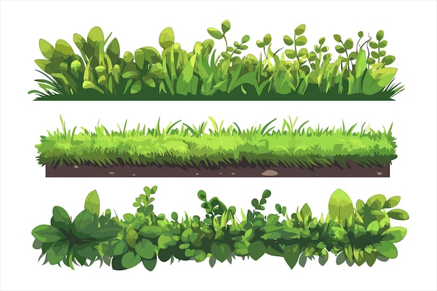 Conjunto de siluetas de bordes de hierba vector