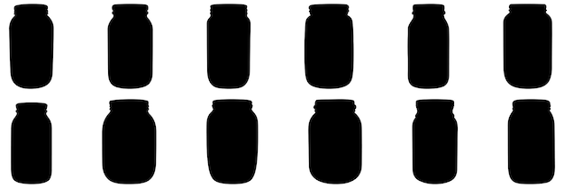 Conjunto de siluetas de botellas de frasco gran paquete de diseño de silueta vectorial fondo blanco aislado