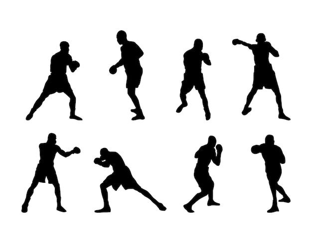 Conjunto de siluetas de boxeadores
