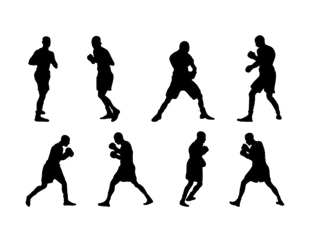 Conjunto de siluetas de boxeadores