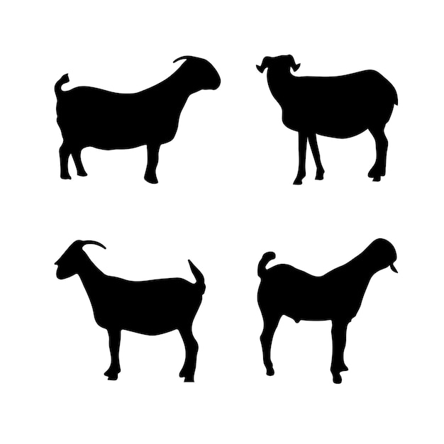 Vector conjunto de siluetas de cabras