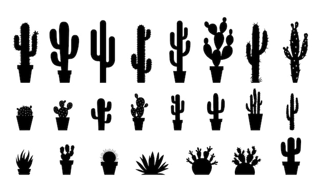 Conjunto de siluetas de cactus