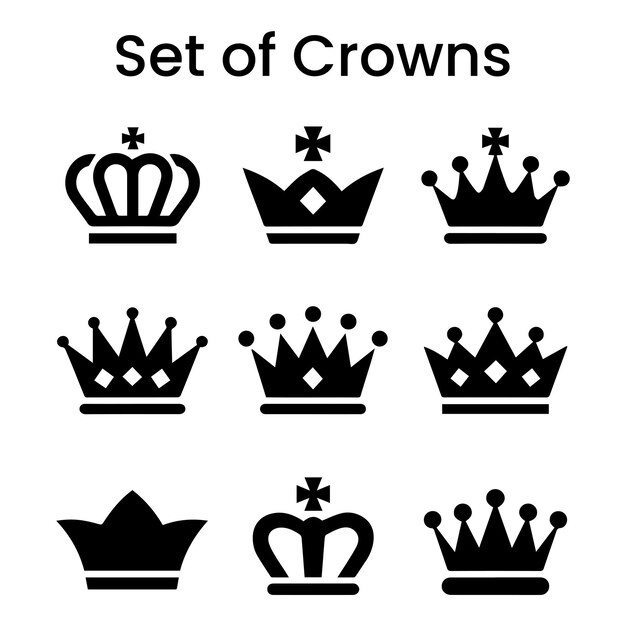 Conjunto de siluetas de la corona Emblemas reales y reales