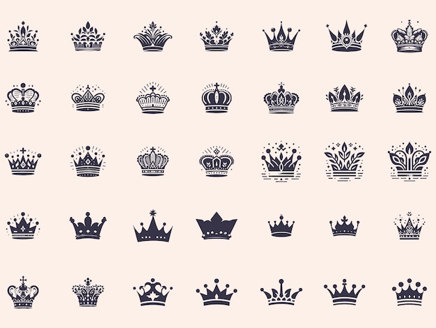 Conjunto de siluetas de la corona real