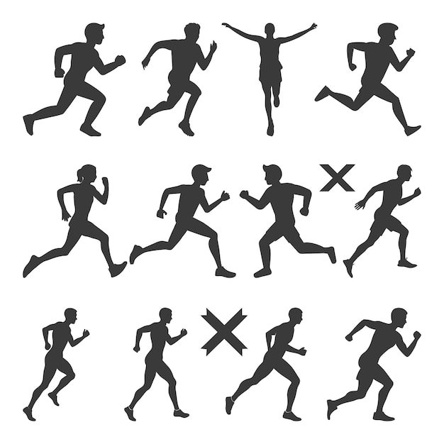 El conjunto de siluetas de los corredores de cross country Cross Country Vector Cross Country SVG