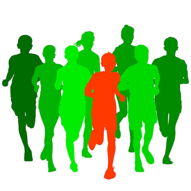 Conjunto de siluetas Corredores en sprint hombres vector ilustración