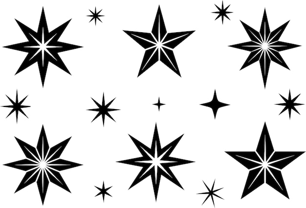 Conjunto de siluetas de diferentes tipos de estrellas