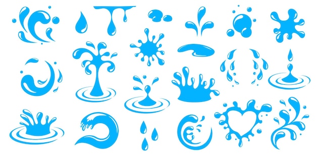 El conjunto de siluetas de gotas de agua
