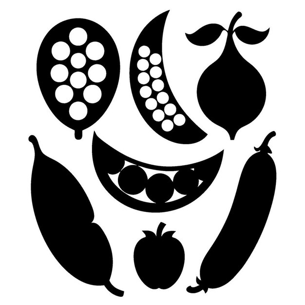 Conjunto de siluetas de guisantes
