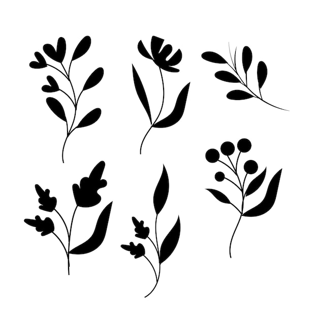 conjunto de siluetas de hojas de árbol vector