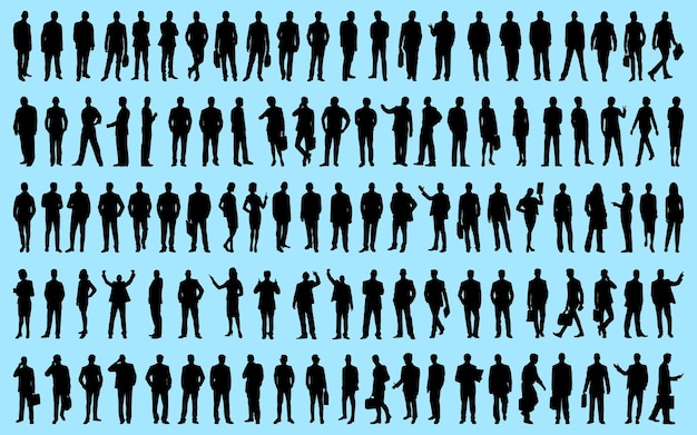Conjunto de siluetas de hombre de negocios y mujer Vector