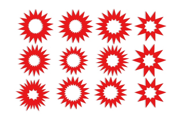 Conjunto de siluetas de insignias de starburst sunburst