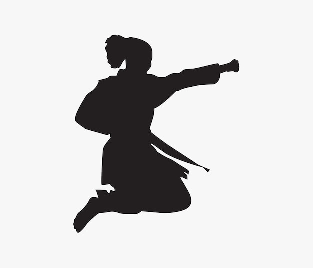 conjunto de siluetas de karate o artes marciales dibujadas a mano por vectores