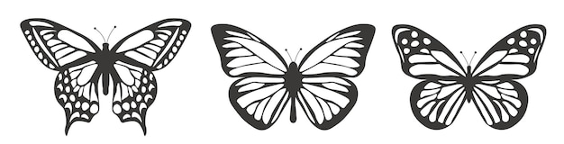 conjunto de siluetas de mariposas aisladas colección de siluetas de colección de mariposas y2k