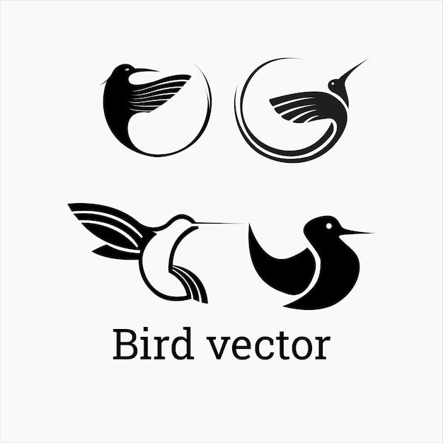 Conjunto de siluetas de pájaros negros Elementos vectoriales para el diseño